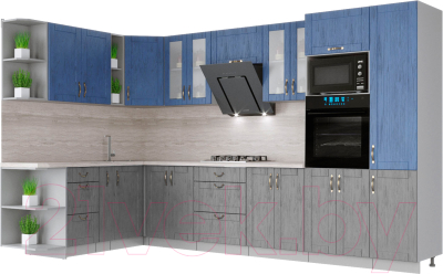 Готовая кухня Интерлиния Мила Крафт 1.88x3.4 левая - фото