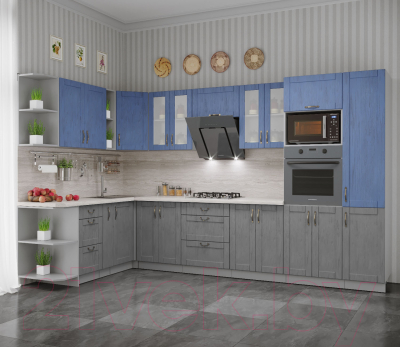 Готовая кухня Интерлиния Мила Крафт 1.88x3.4 левая