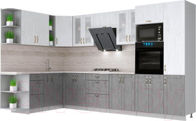 Готовая кухня Интерлиния Мила Крафт 1.88x3.4 левая - фото