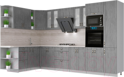 Готовая кухня Интерлиния Мила Крафт 1.88x3.4 левая - фото