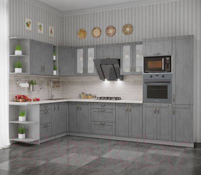 Готовая кухня Интерлиния Мила Крафт 1.88x3.4 левая
