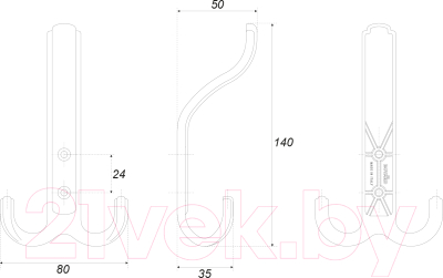 Крючок для одежды Boyard Domani K352MAB.6