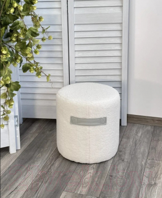 Пуф M-City Harta / 629M04977 (Nini-01 белый Teddy/TKS-07 серый экокожа)