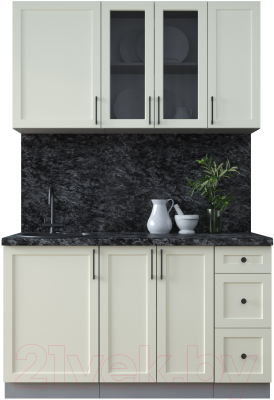 Кухонный гарнитур Интерлиния Тренд 1.4А (белый/белый/кастилло темный) - фото