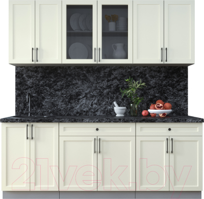 Кухонный гарнитур Интерлиния Тренд 2.1А (белый/белый/кастилло темный) - фото
