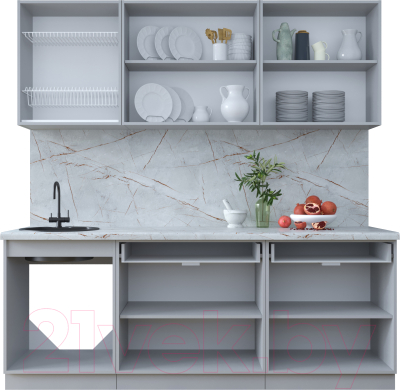 Кухонный гарнитур Интерлиния Тренд 2.1А (белый/белый/кастилло темный)