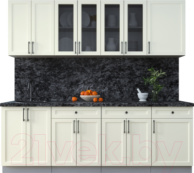 Кухонный гарнитур Интерлиния Тренд 2.3А (белый/белый/кастилло темный) - фото