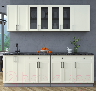 Кухонный гарнитур Интерлиния Тренд 2.3А (белый/белый/кастилло темный)