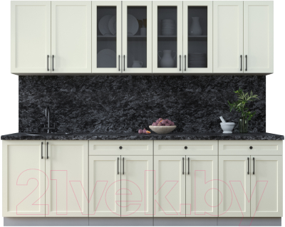 Кухонный гарнитур Интерлиния Тренд 2.6А (белый/белый/кастилло темный) - фото