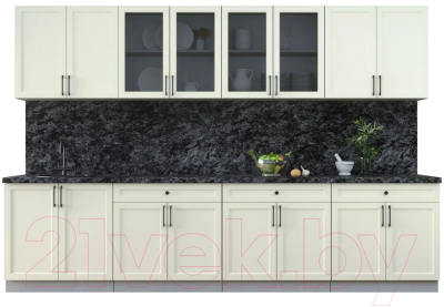 Кухонный гарнитур Интерлиния Тренд 3.2А (белый/белый/кастилло темный) - фото