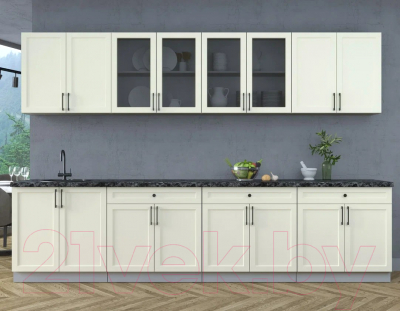 Кухонный гарнитур Интерлиния Тренд 3.2А (белый/белый/кастилло темный)