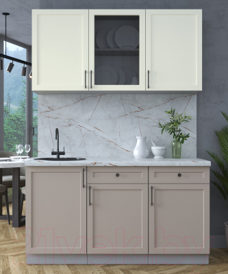 Кухонный гарнитур Интерлиния Тренд 1.5А (луна/белый/серый каспий)