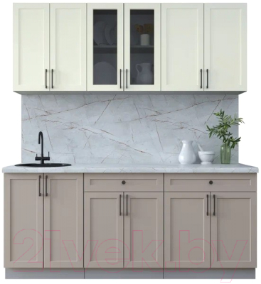 Кухонный гарнитур Интерлиния Тренд 1.9А (луна/белый/серый каспий) - фото