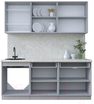 Кухонный гарнитур Интерлиния Тренд 1.9А (луна/белый/серый каспий)