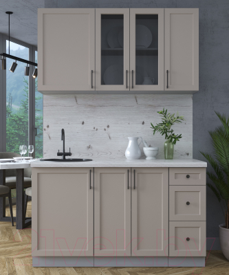 Кухонный гарнитур Интерлиния Тренд 1.4А (луна/луна/бискайская сосна)