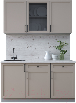Кухонный гарнитур Интерлиния Тренд 1.5А (луна/луна/бискайская сосна) - фото