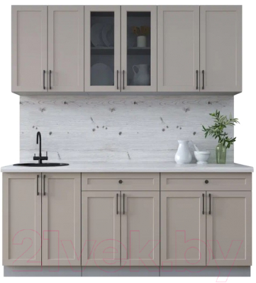 Кухонный гарнитур Интерлиния Тренд 1.9А (луна/луна/бискайская сосна) - фото