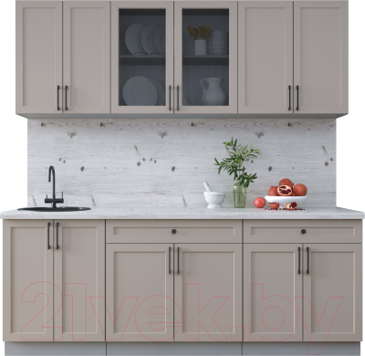 Кухонный гарнитур Интерлиния Тренд 2.1А (луна/луна/бискайская сосна) - фото