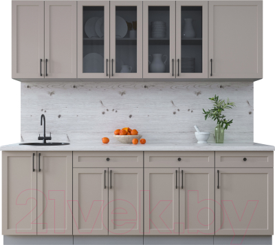 Кухонный гарнитур Интерлиния Тренд 2.3А (луна/луна/бискайская сосна) - фото