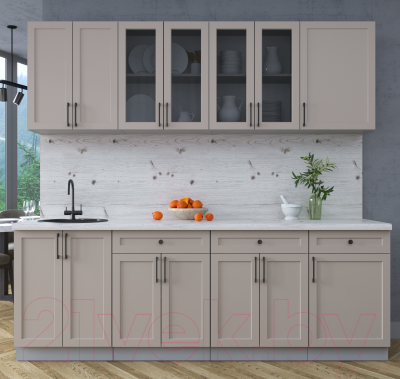 Кухонный гарнитур Интерлиния Тренд 2.3А (луна/луна/бискайская сосна)