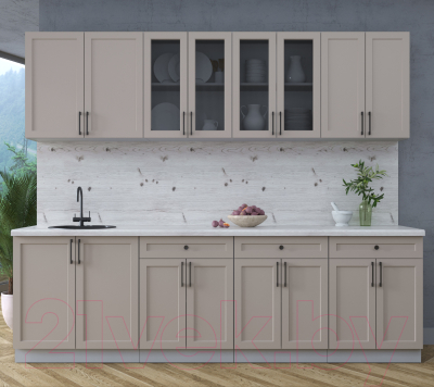 Кухонный гарнитур Интерлиния Тренд 2.6А (луна/луна/бискайская сосна)