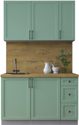 Кухонный гарнитур Интерлиния Тренд 1.3А (мята/мята/дуб бунратти) - фото