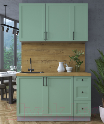 Кухонный гарнитур Интерлиния Тренд 1.3А (мята/мята/дуб бунратти)