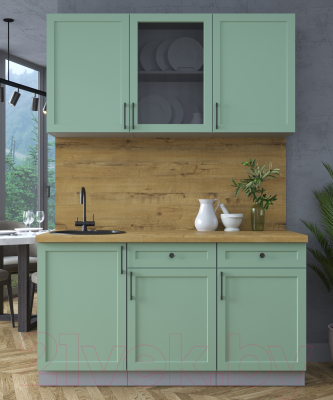 Кухонный гарнитур Интерлиния Тренд 1.5А (мята/мята/дуб бунратти)