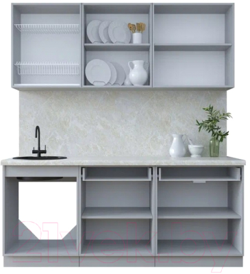 Кухонный гарнитур Интерлиния Тренд 1.9А (мята/мята/дуб бунратти)