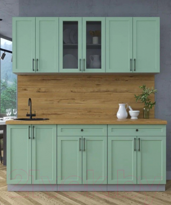 Кухонный гарнитур Интерлиния Тренд 1.9А (мята/мята/дуб бунратти)
