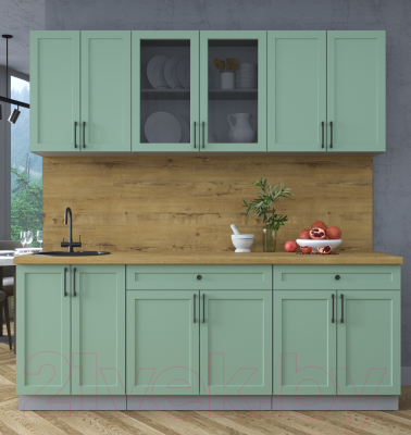 Кухонный гарнитур Интерлиния Тренд 2.1А (мята/мята/дуб бунратти)