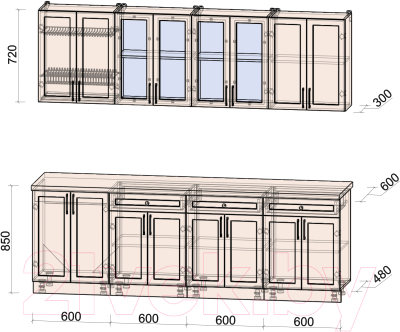 Готовая кухня Интерлиния Тренд 2.4А