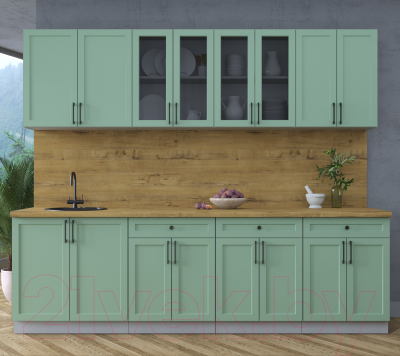 Кухонный гарнитур Интерлиния Тренд 2.6А (мята/мята/дуб бунратти)