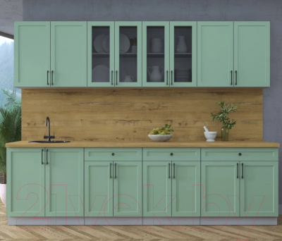 Кухонный гарнитур Интерлиния Тренд 2.8А (мята/мята/дуб бунратти)