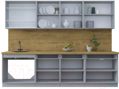 Кухонный гарнитур Интерлиния Тренд 2.8А (мята/мята/дуб бунратти)