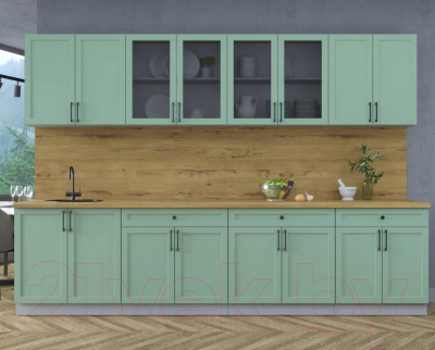 Кухонный гарнитур Интерлиния Тренд 3.1А (мята/мята/дуб бунратти)