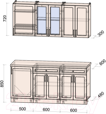 Готовая кухня Интерлиния Тренд 1.7А