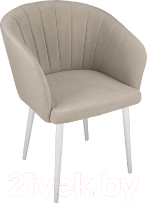 Стул ТриЯ Верона Т6 (белый муар/велюр D002 бежевый) - фото