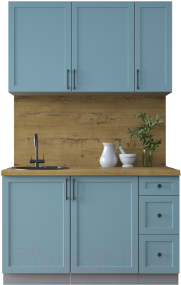 Кухонный гарнитур Интерлиния Тренд 1.3А (океан/океан/дуб бунратти) - фото