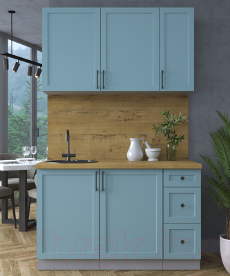 Кухонный гарнитур Интерлиния Тренд 1.3А (океан/океан/дуб бунратти)