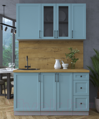 Кухонный гарнитур Интерлиния Тренд 1.4А (океан/океан/дуб бунратти)