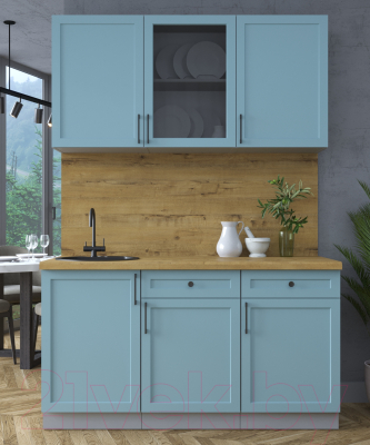 Кухонный гарнитур Интерлиния Тренд 1.5А (океан/океан/дуб бунратти)