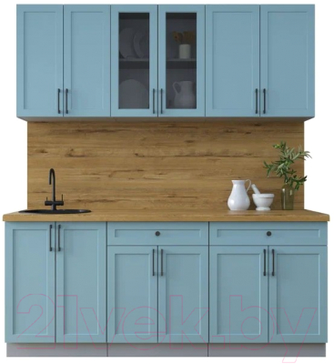 Кухонный гарнитур Интерлиния Тренд 1.9А (океан/океан/дуб бунратти) - фото