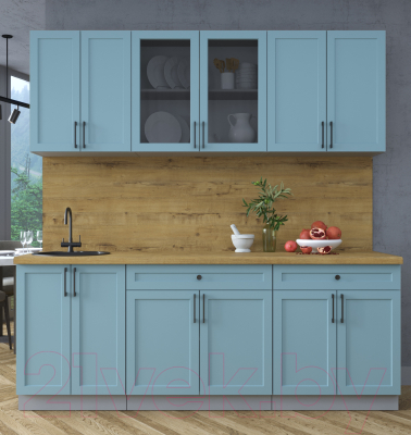 Кухонный гарнитур Интерлиния Тренд 2.1А (океан/океан/дуб бунратти)