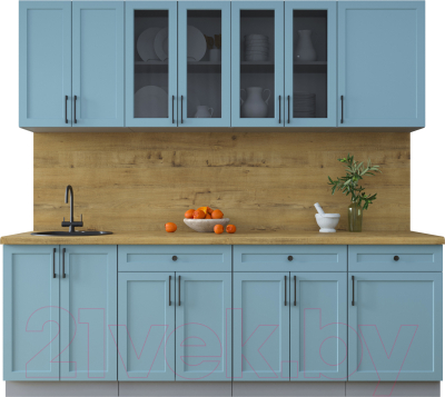 Кухонный гарнитур Интерлиния Тренд 2.3А (океан/океан/дуб бунратти) - фото