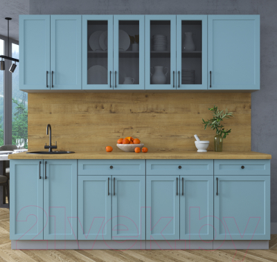 Кухонный гарнитур Интерлиния Тренд 2.3А (океан/океан/дуб бунратти)