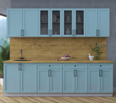 Кухонный гарнитур Интерлиния Тренд 2.6А (океан/океан/дуб бунратти)