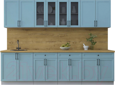 Кухонный гарнитур Интерлиния Тренд 2.8А (океан/океан/дуб бунратти) - фото
