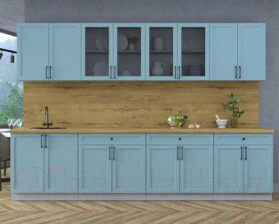 Кухонный гарнитур Интерлиния Тренд 3.1А (океан/океан/дуб бунратти)