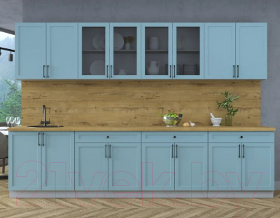 Кухонный гарнитур Интерлиния Тренд 3.2А (океан/океан/дуб бунратти)